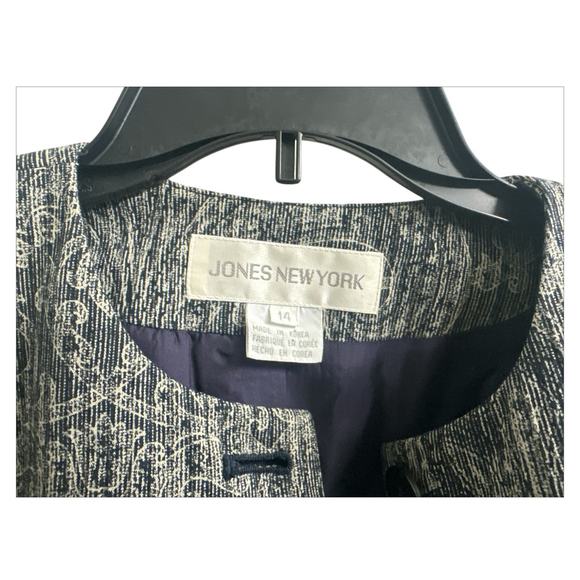 Vintage Jones New York Women’s Gray Paisley Print Buttoned Blazer Jacket Size 14 - Picture 2 of 11